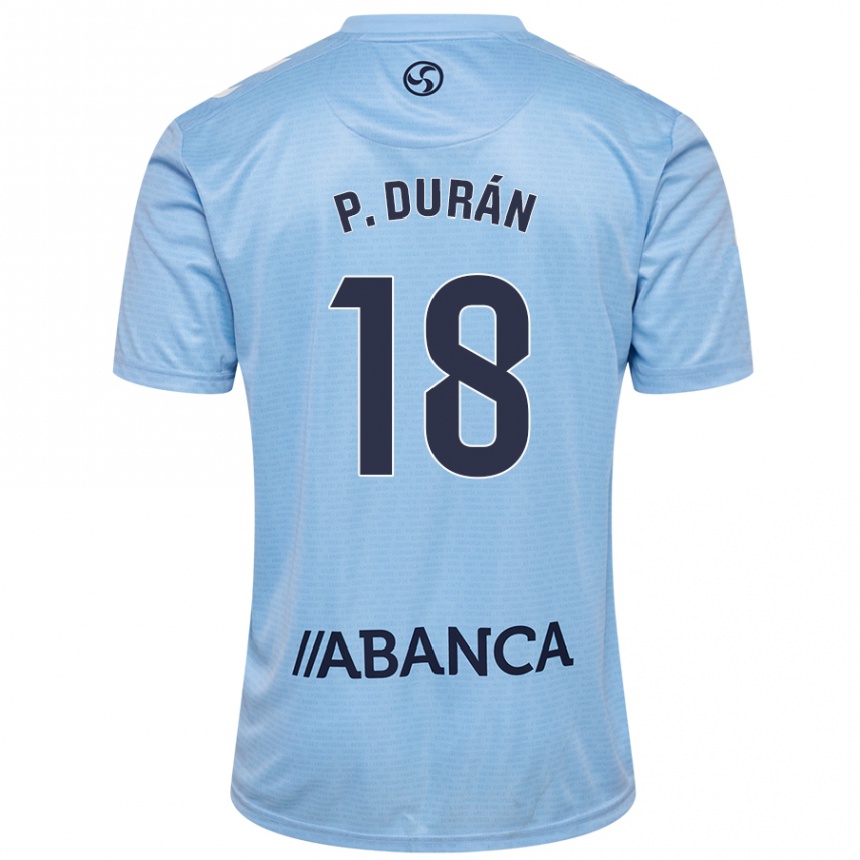 Kids Football Pablo Durán #18 Sky Blue Home Jersey 2024/25 T-Shirt Za