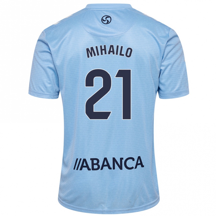 Kids Football Mihailo Ristic #21 Sky Blue Home Jersey 2024/25 T-Shirt Za