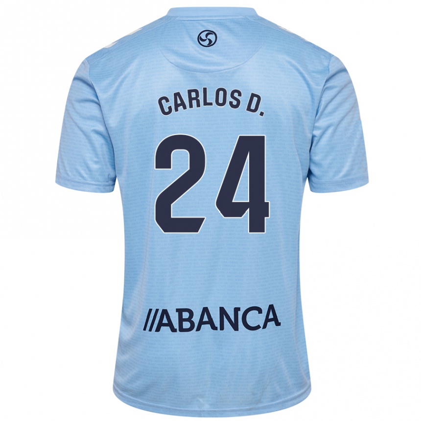 Kids Football Carlos Domínguez #24 Sky Blue Home Jersey 2024/25 T-Shirt Za