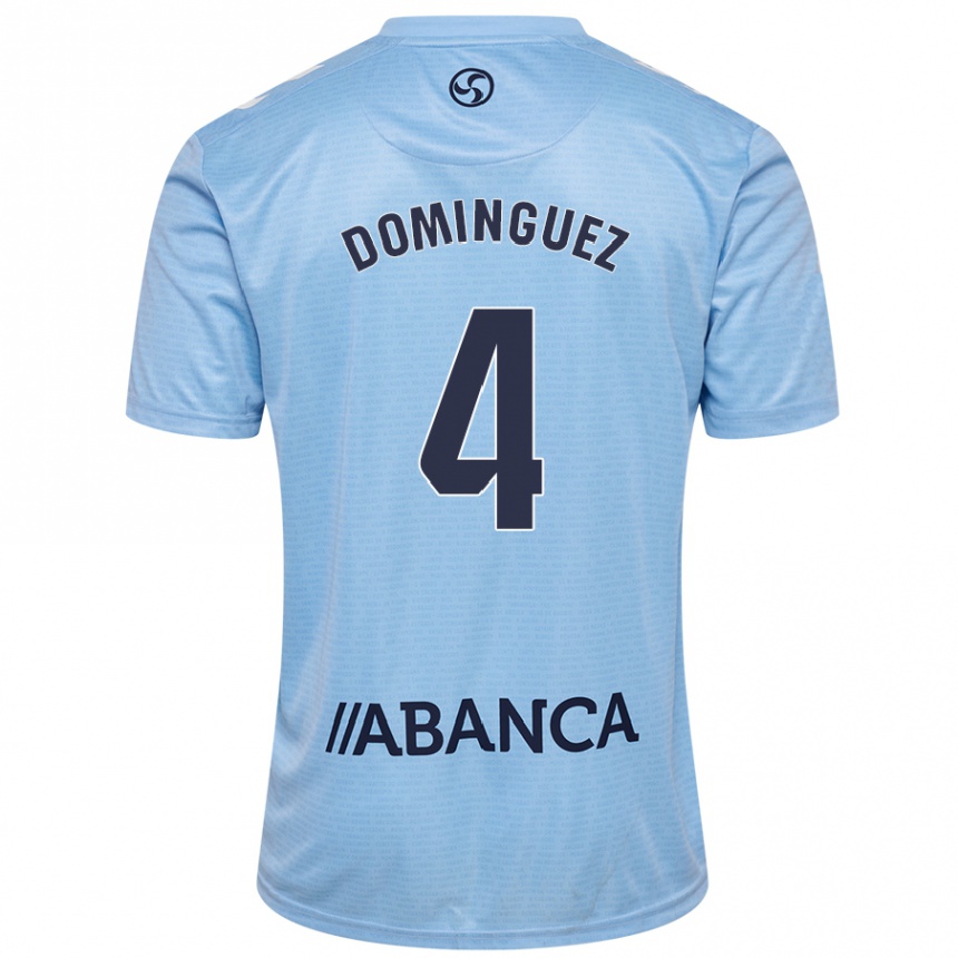 Kids Football Javi Domínguez #4 Sky Blue Home Jersey 2024/25 T-Shirt Za