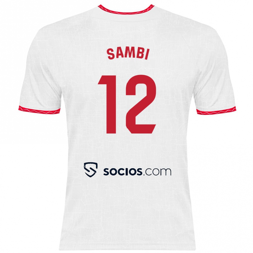 Kids Football Albert Sambi Lokonga #12 White Red Home Jersey 2024/25 T-Shirt Za