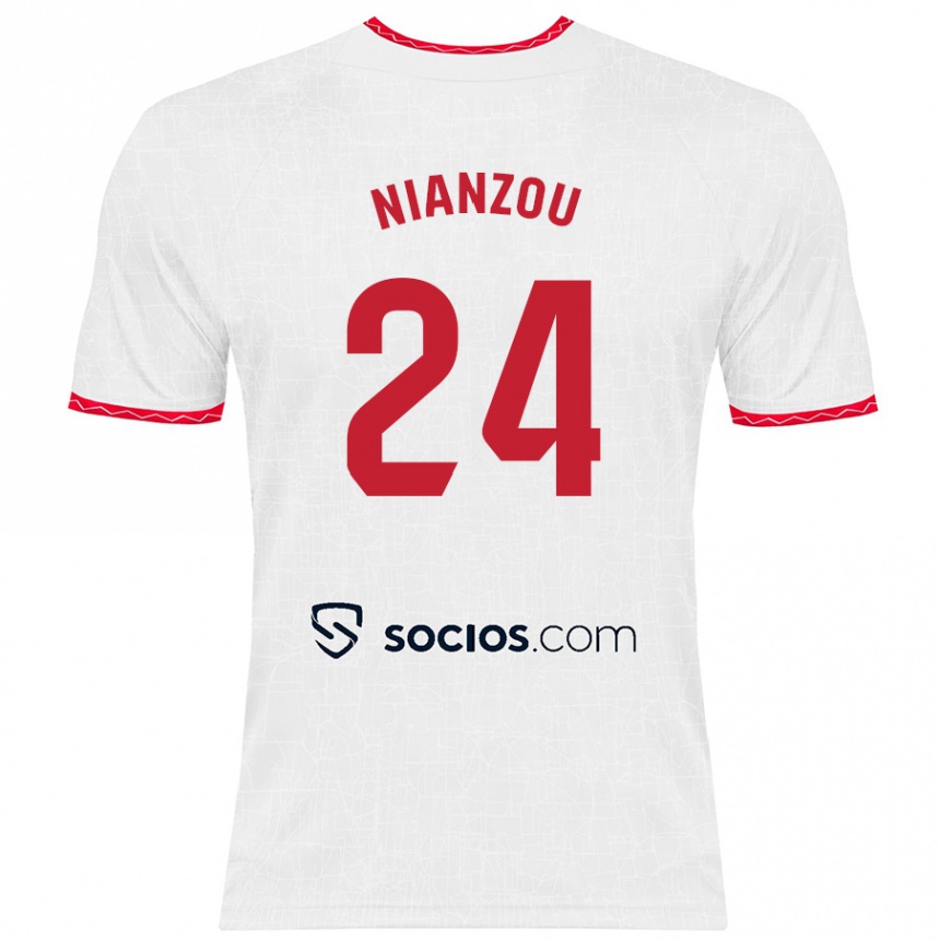 Kids Football Tanguy Nianzou #24 White Red Home Jersey 2024/25 T-Shirt Za