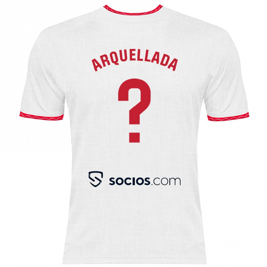 Kids Football Álvaro Arquellada #0 White Red Home Jersey 2024/25 T-Shirt Za