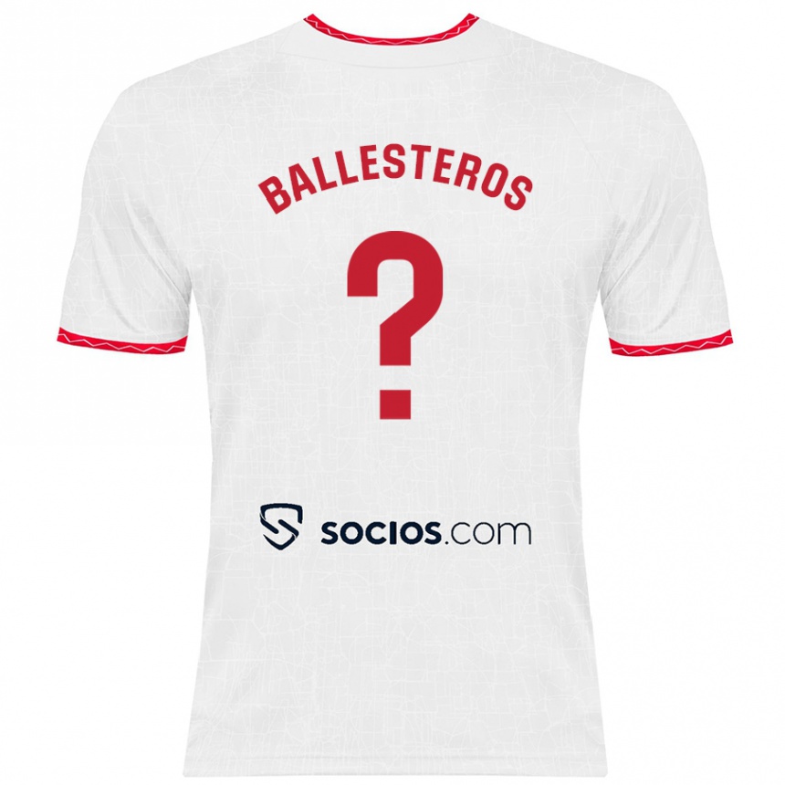 Kids Football Gonzalo Ballesteros #0 White Red Home Jersey 2024/25 T-Shirt Za