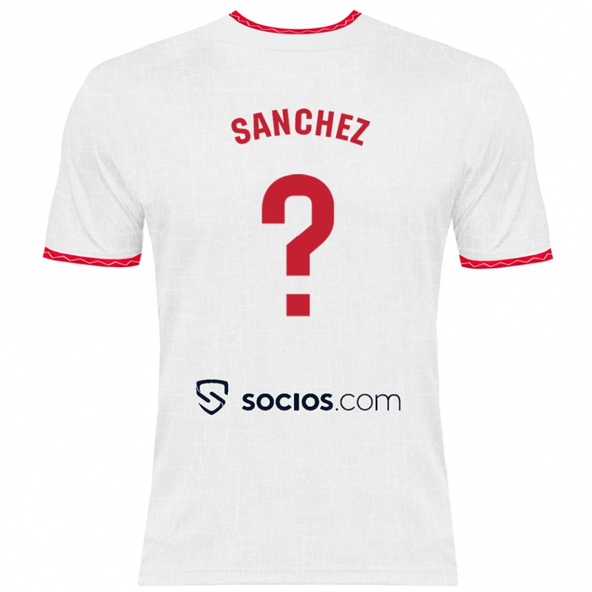 Kids Football Carlos Sanchez #0 White Red Home Jersey 2024/25 T-Shirt Za