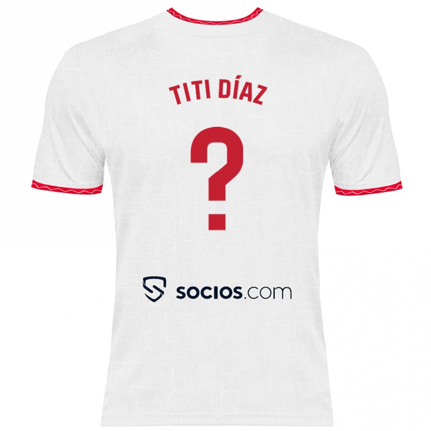 Kids Football Titi Díaz #0 White Red Home Jersey 2024/25 T-Shirt Za