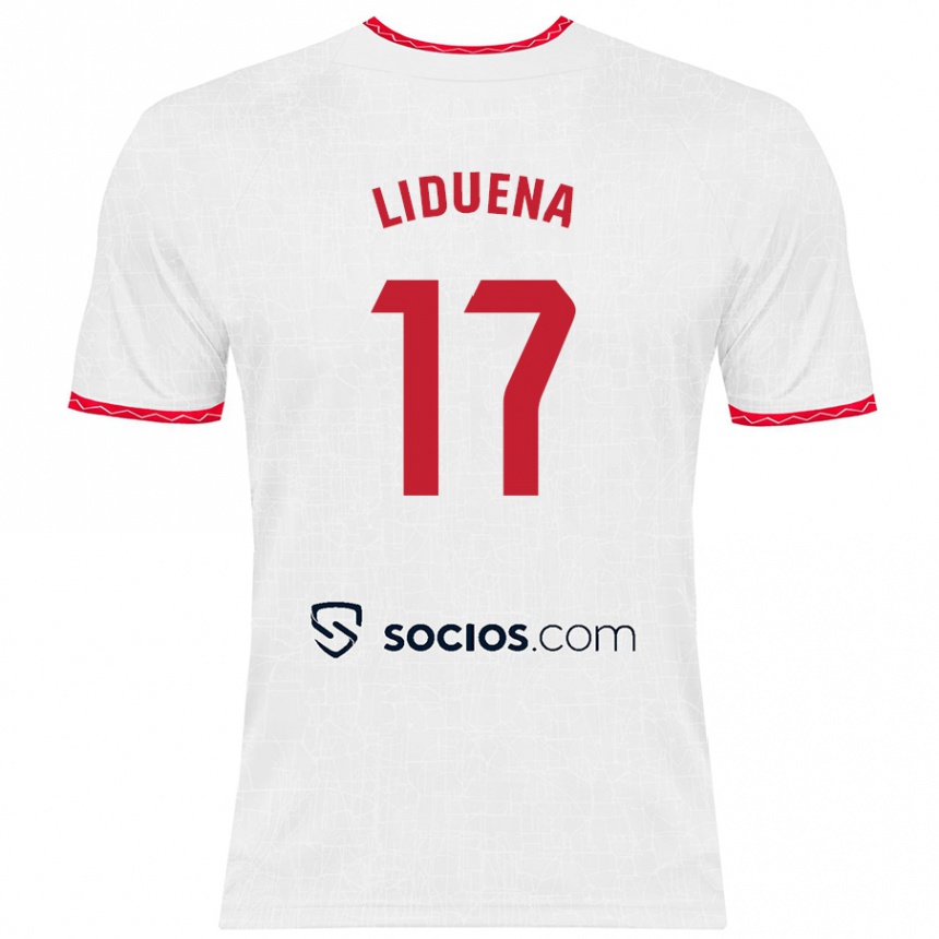 Kids Football Daniel Lidueña #17 White Red Home Jersey 2024/25 T-Shirt Za