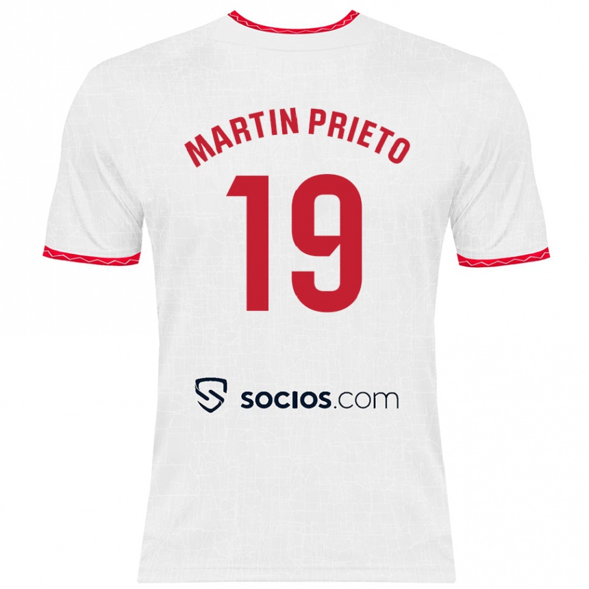 Kids Football Cristina Martín-Prieto Gutiérrez #19 White Red Home Jersey 2024/25 T-Shirt Za