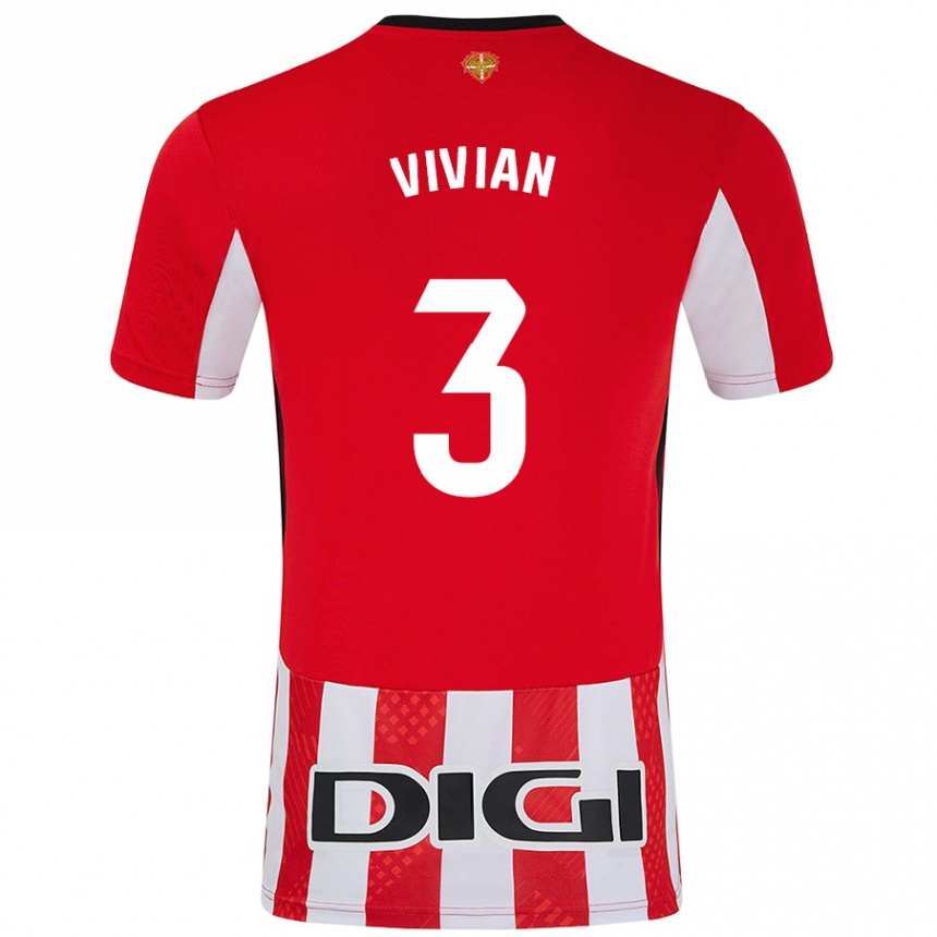 Kids Football Dani Vivian #3 Red White Home Jersey 2024/25 T-Shirt Za