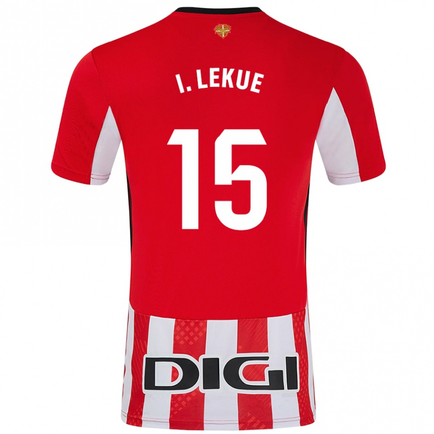 Kids Football Iñigo Lekue #15 Red White Home Jersey 2024/25 T-Shirt Za