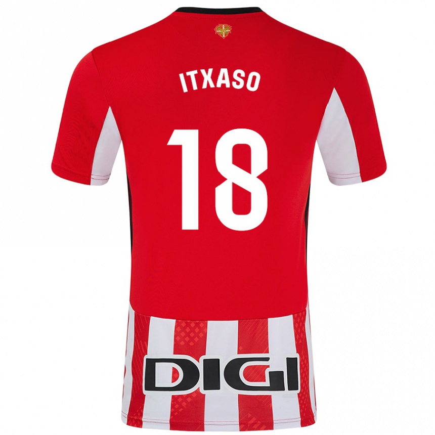 Kids Football Itxaso Uriarte Santamaria #18 Red White Home Jersey 2024/25 T-Shirt Za