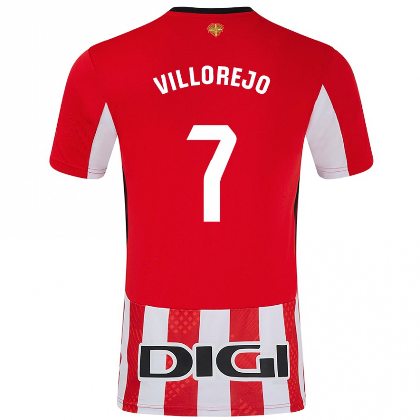 Kids Football Ardaitz Villorejo #7 Red White Home Jersey 2024/25 T-Shirt Za