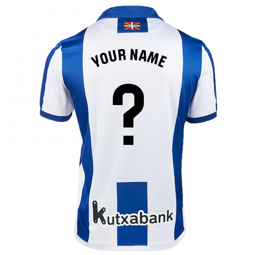 Kids Football Your Name #0 White Blue Home Jersey 2024/25 T-Shirt Za