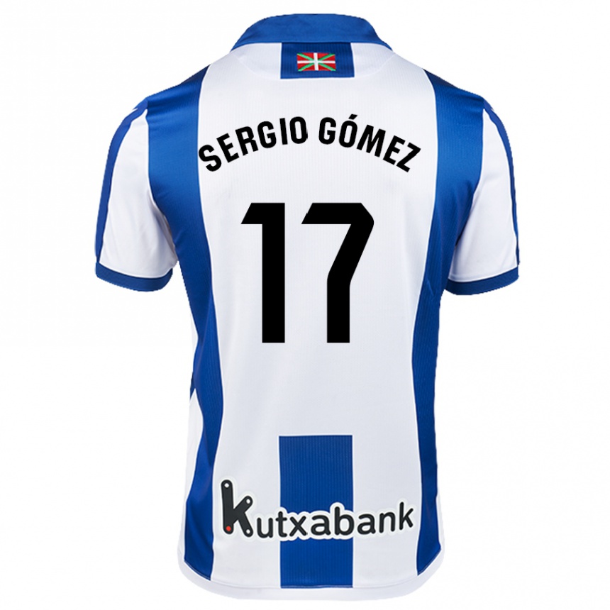 Kids Football Sergio Gómez #17 White Blue Home Jersey 2024/25 T-Shirt Za