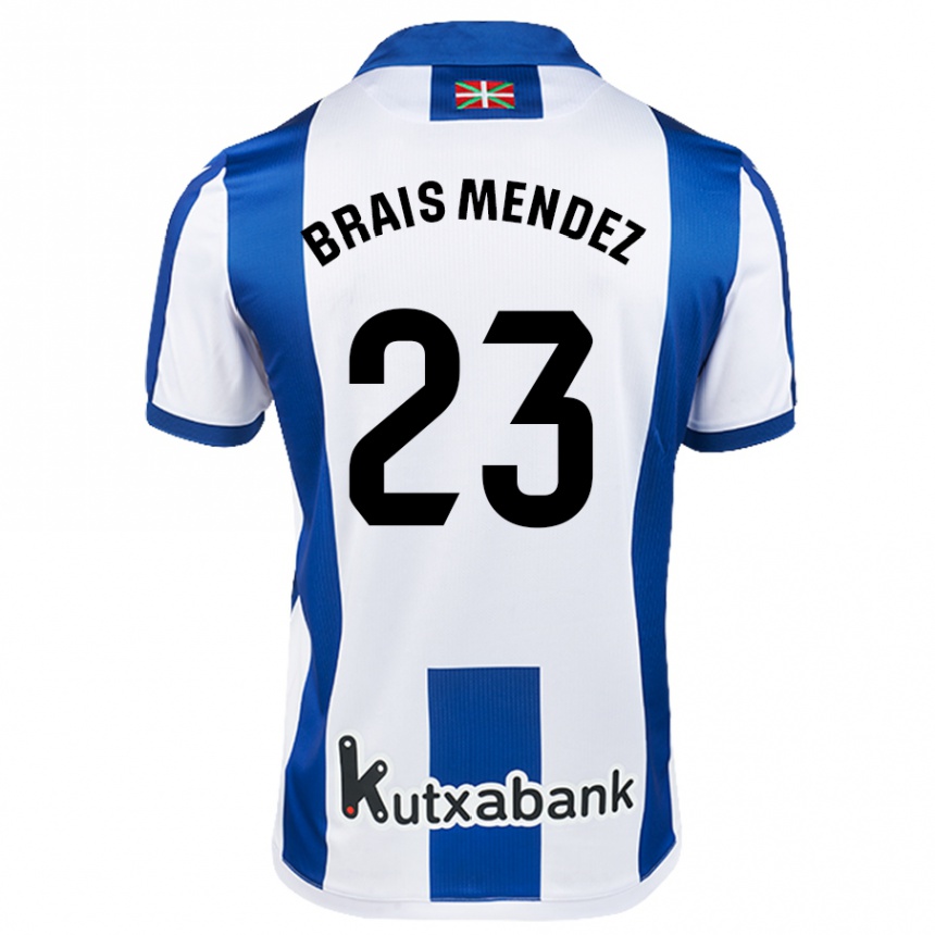 Kids Football Brais Méndez #23 White Blue Home Jersey 2024/25 T-Shirt Za