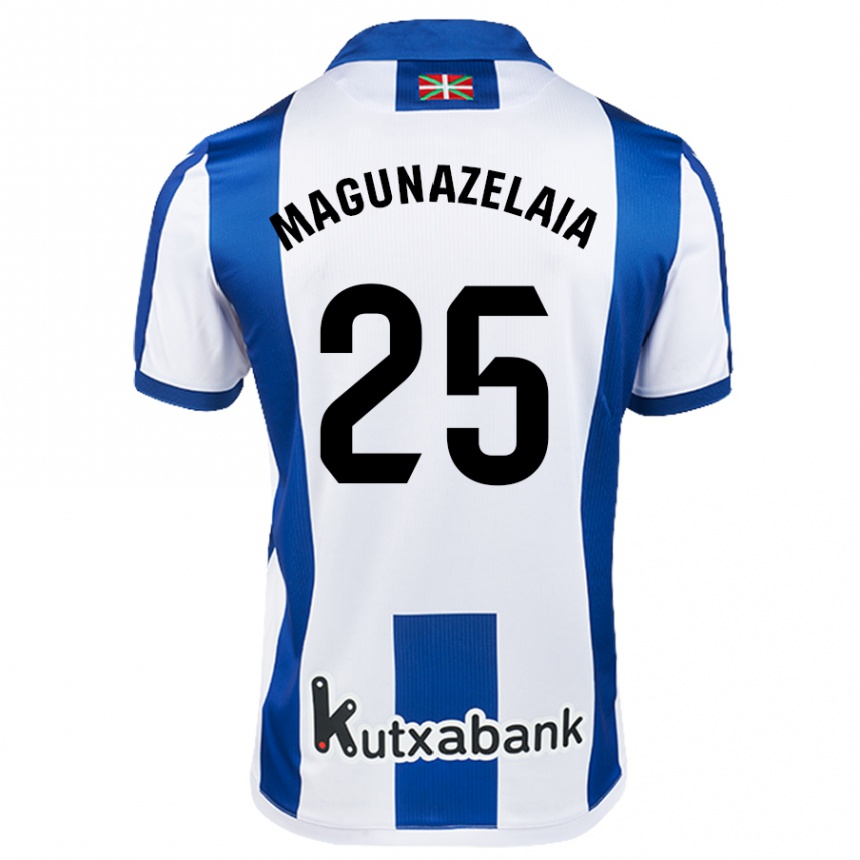 Kids Football Jon Magunazelaia #25 White Blue Home Jersey 2024/25 T-Shirt Za