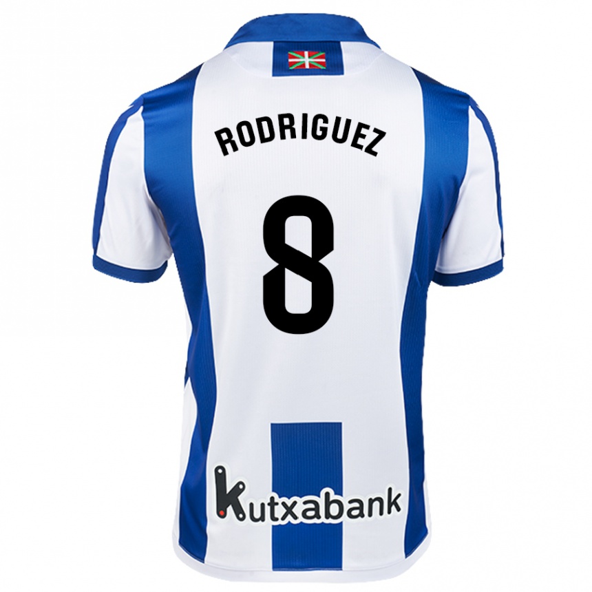 Kids Football Mikel Rodriguez #8 White Blue Home Jersey 2024/25 T-Shirt Za