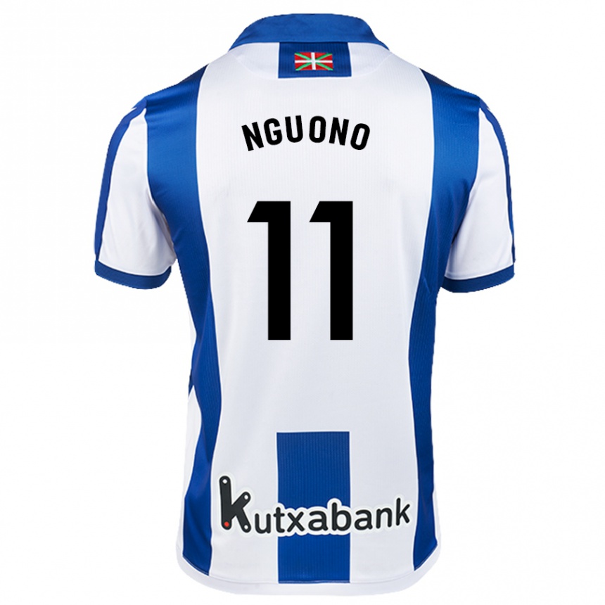 Kids Football Job Nguono #11 White Blue Home Jersey 2024/25 T-Shirt Za