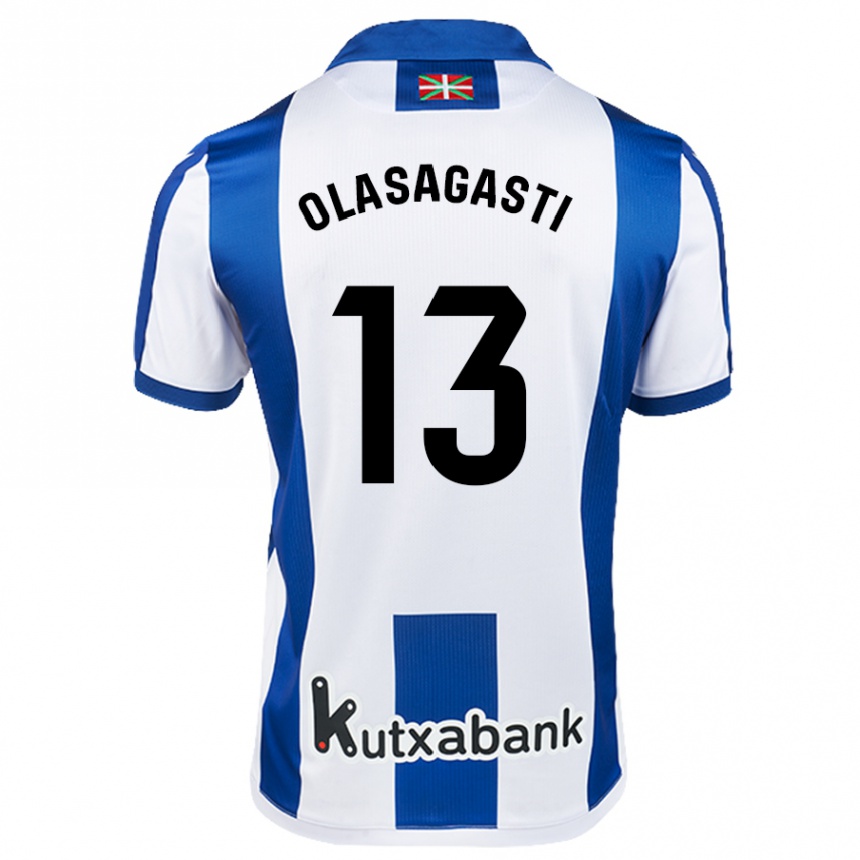 Kids Football Lander Olasagasti #13 White Blue Home Jersey 2024/25 T-Shirt Za