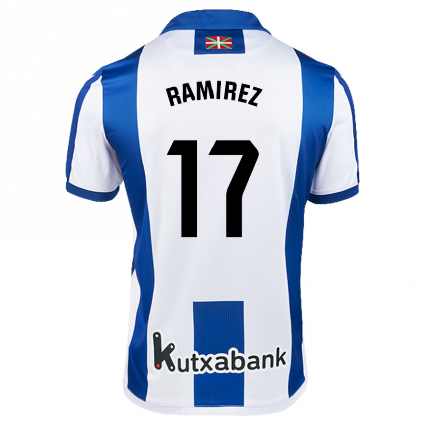 Kids Football Darío Ramirez #17 White Blue Home Jersey 2024/25 T-Shirt Za