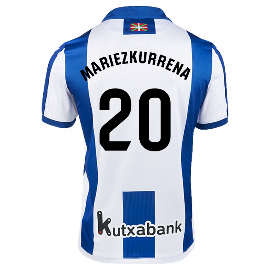 Kids Football Arkaitz Mariezkurrena #20 White Blue Home Jersey 2024/25 T-Shirt Za