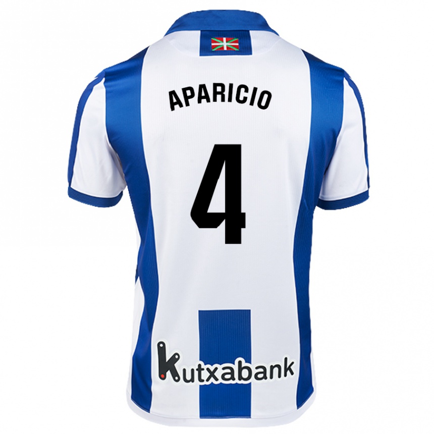 Kids Football Nahia Aparicio Jaular #4 White Blue Home Jersey 2024/25 T-Shirt Za