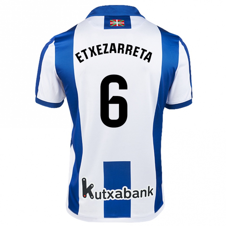 Kids Football Ane Etxezarreta Aierbe #6 White Blue Home Jersey 2024/25 T-Shirt Za