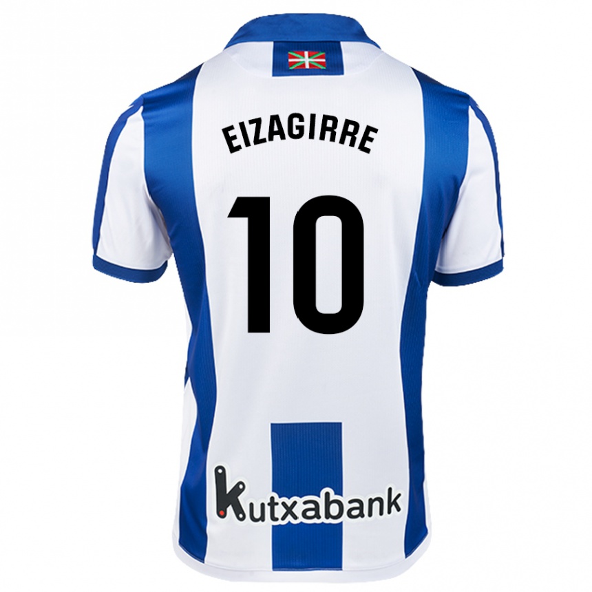 Kids Football Nerea Eizagirre Lasa #10 White Blue Home Jersey 2024/25 T-Shirt Za