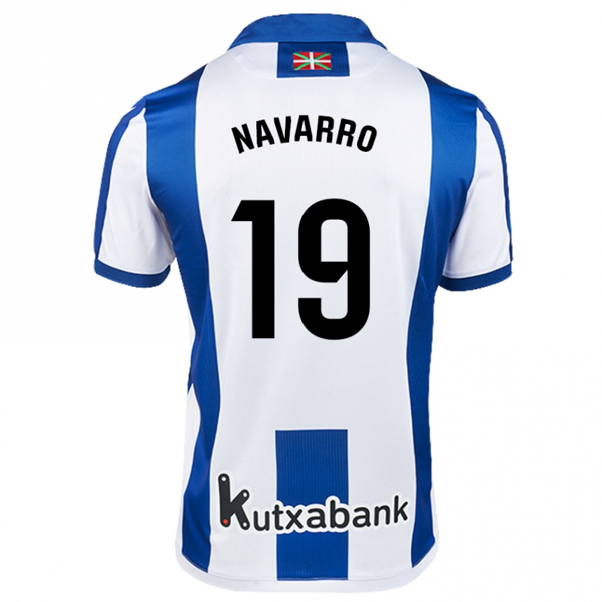 Kids Football Lorena Navarro #19 White Blue Home Jersey 2024/25 T-Shirt Za