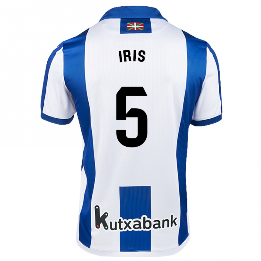 Kids Football Iris Arnaiz Gil #5 White Blue Home Jersey 2024/25 T-Shirt Za