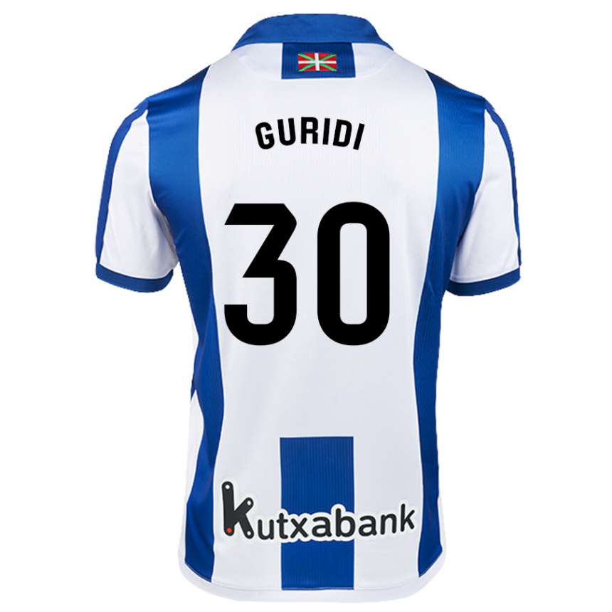 Kids Football Elene Guridi Mesonero #30 White Blue Home Jersey 2024/25 T-Shirt Za