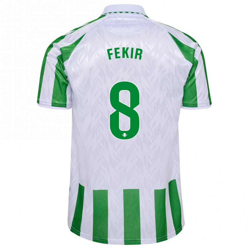 Kids Football Nabil Fekir #8 Green White Stripes Home Jersey 2024/25 T-Shirt Za