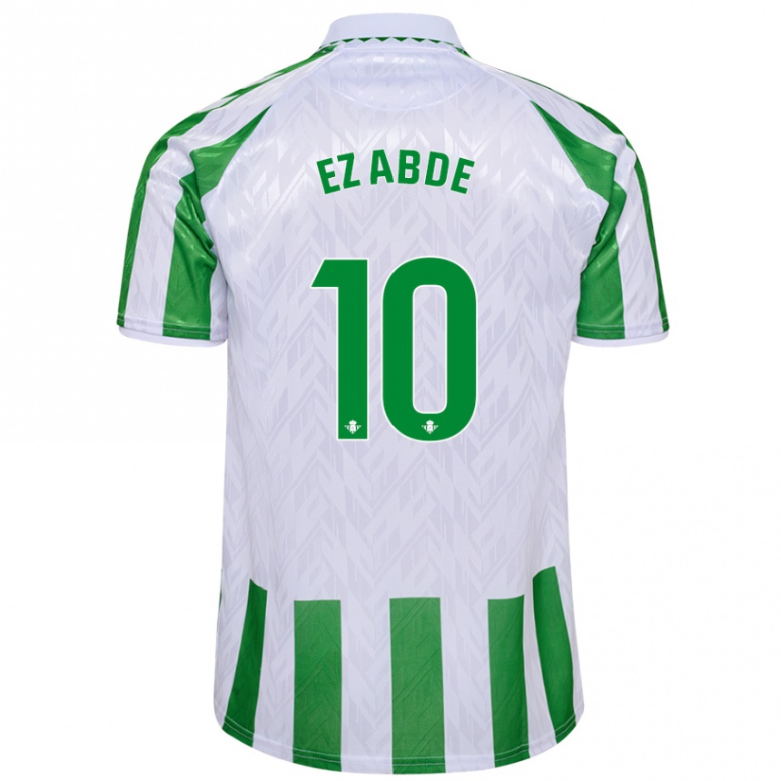 Kids Football Abde Ezzalzouli #10 Green White Stripes Home Jersey 2024/25 T-Shirt Za