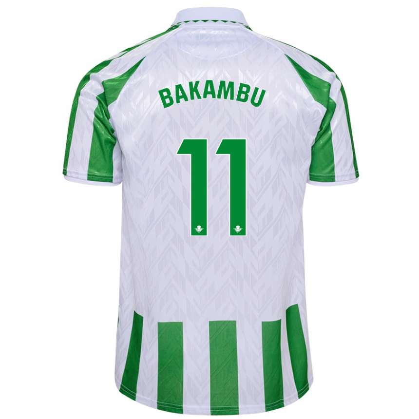 Kids Football Cedric Bakambu #11 Green White Stripes Home Jersey 2024/25 T-Shirt Za