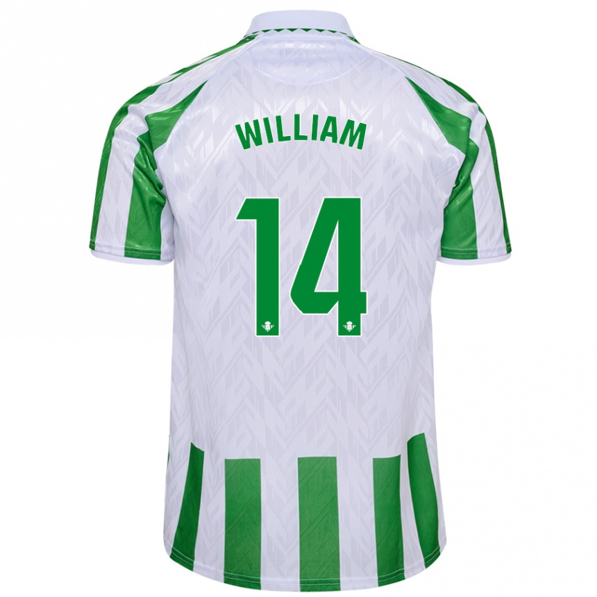 Kids Football William Carvalho #14 Green White Stripes Home Jersey 2024/25 T-Shirt Za