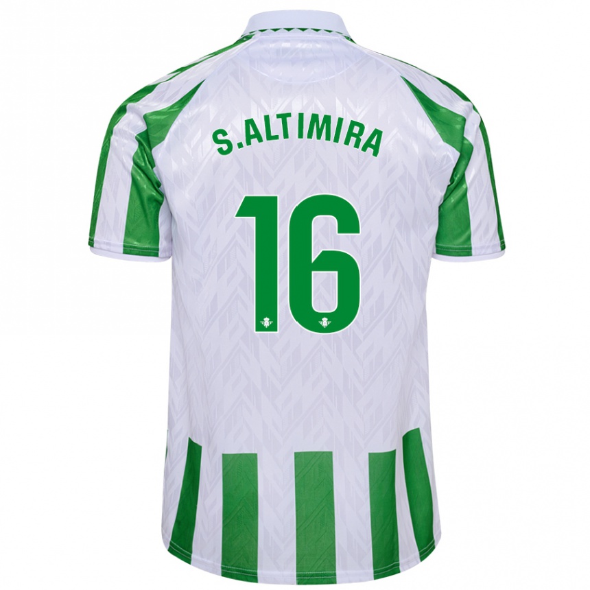 Kids Football Sergi Altimira #16 Green White Stripes Home Jersey 2024/25 T-Shirt Za