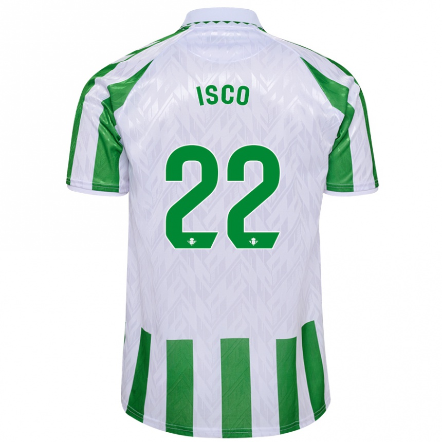 Kids Football Isco #22 Green White Stripes Home Jersey 2024/25 T-Shirt Za