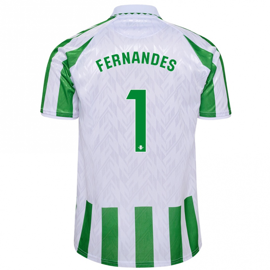 Kids Football Guilherme Fernandes #1 Green White Stripes Home Jersey 2024/25 T-Shirt Za