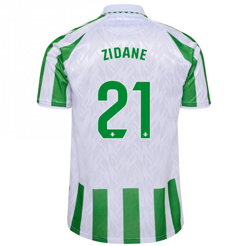 Kids Football Elyaz Zidane #21 Green White Stripes Home Jersey 2024/25 T-Shirt Za