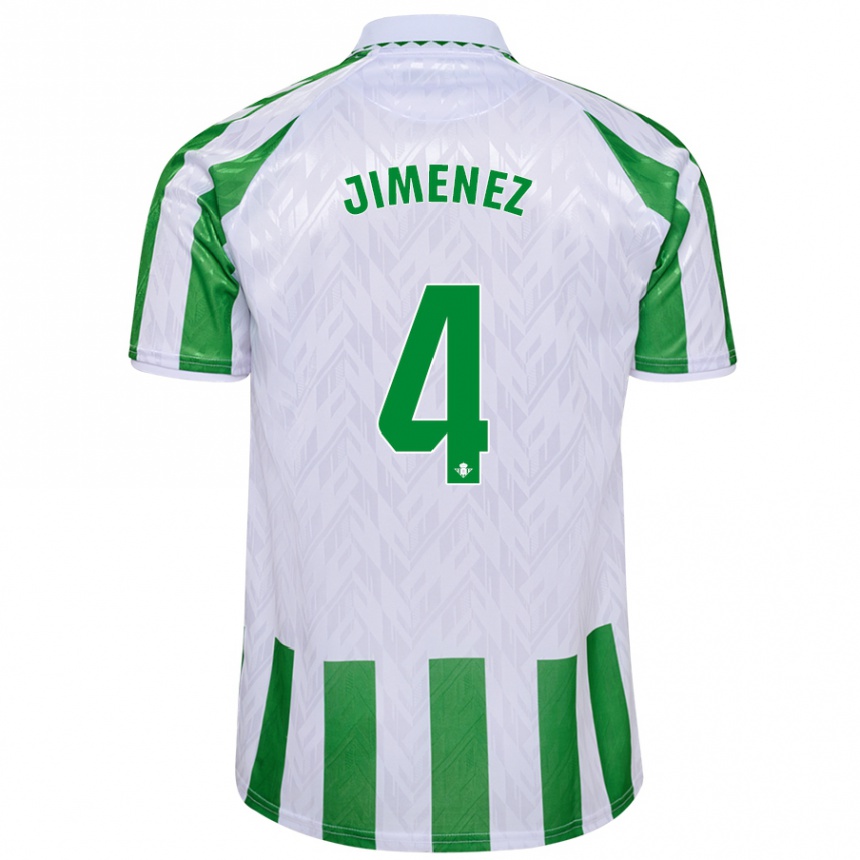 Kids Football María Jiménez Gutiérrez #4 Green White Stripes Home Jersey 2024/25 T-Shirt Za