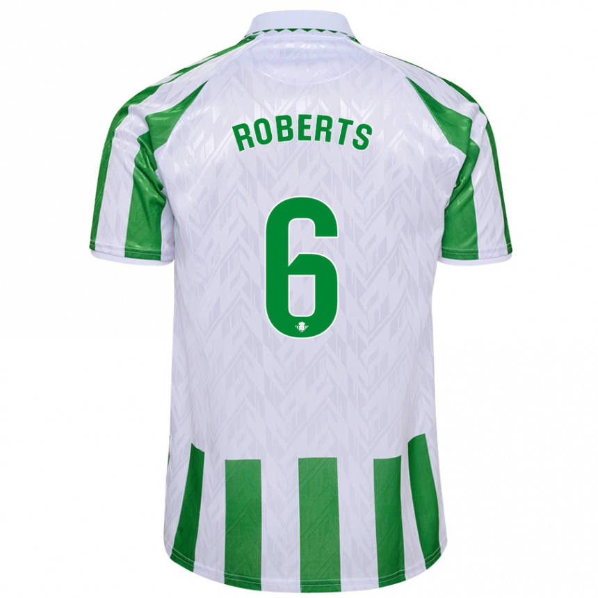 Kids Football Rhiannon Roberts #6 Green White Stripes Home Jersey 2024/25 T-Shirt Za