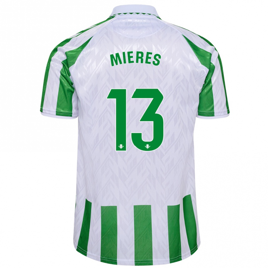 Kids Football Malena Mieres García #13 Green White Stripes Home Jersey 2024/25 T-Shirt Za