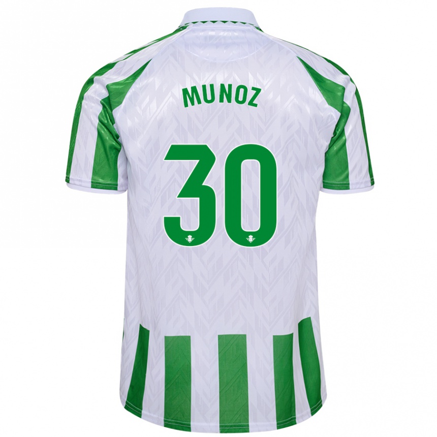 Kids Football Blanca Muñoz #30 Green White Stripes Home Jersey 2024/25 T-Shirt Za