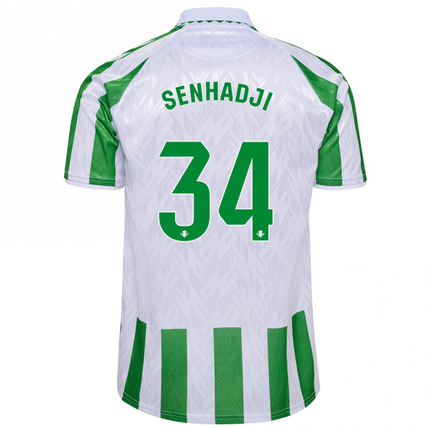 Kids Football Yanis Senhadji #34 Green White Stripes Home Jersey 2024/25 T-Shirt Za