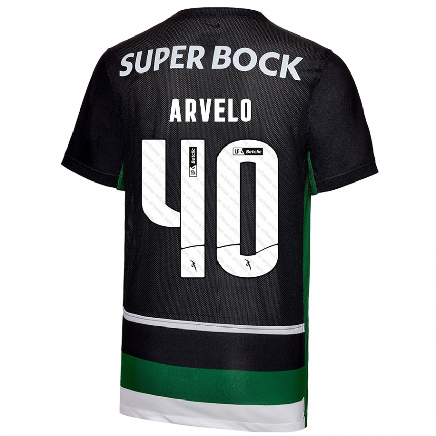 Kids Football Adam Arvelo #40 Black White Green Home Jersey 2024/25 T-Shirt Za