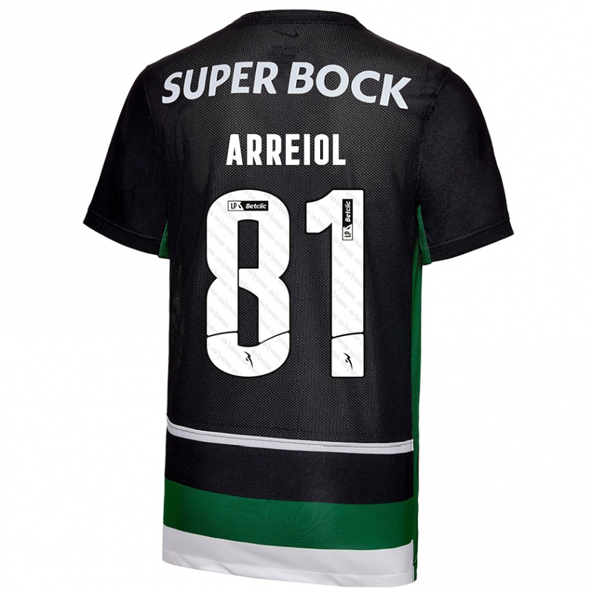 Kids Football Henrique Arreiol #81 Black White Green Home Jersey 2024/25 T-Shirt Za