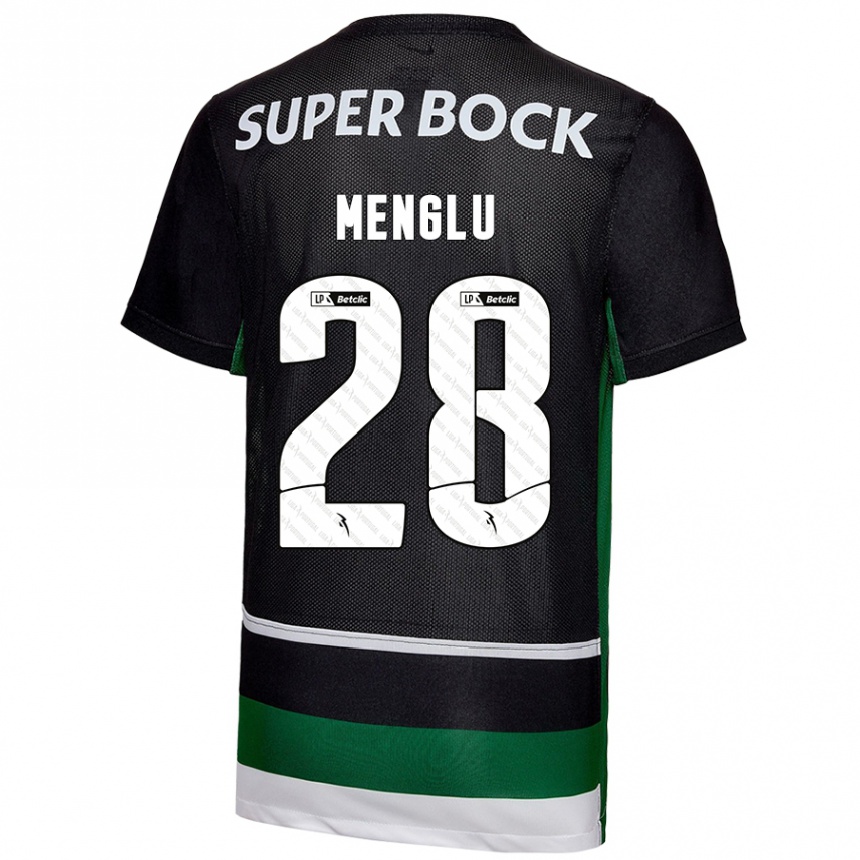 Kids Football Shen Menglu #28 Black White Green Home Jersey 2024/25 T-Shirt Za