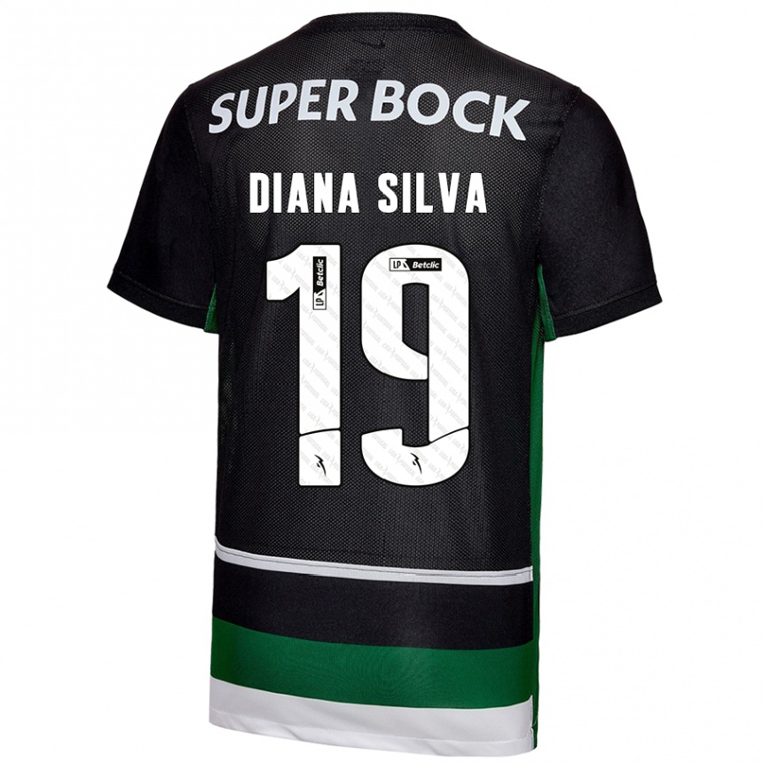 Kids Football Diana Micaela Abreu De Sousa E Silva #19 Black White Green Home Jersey 2024/25 T-Shirt Za