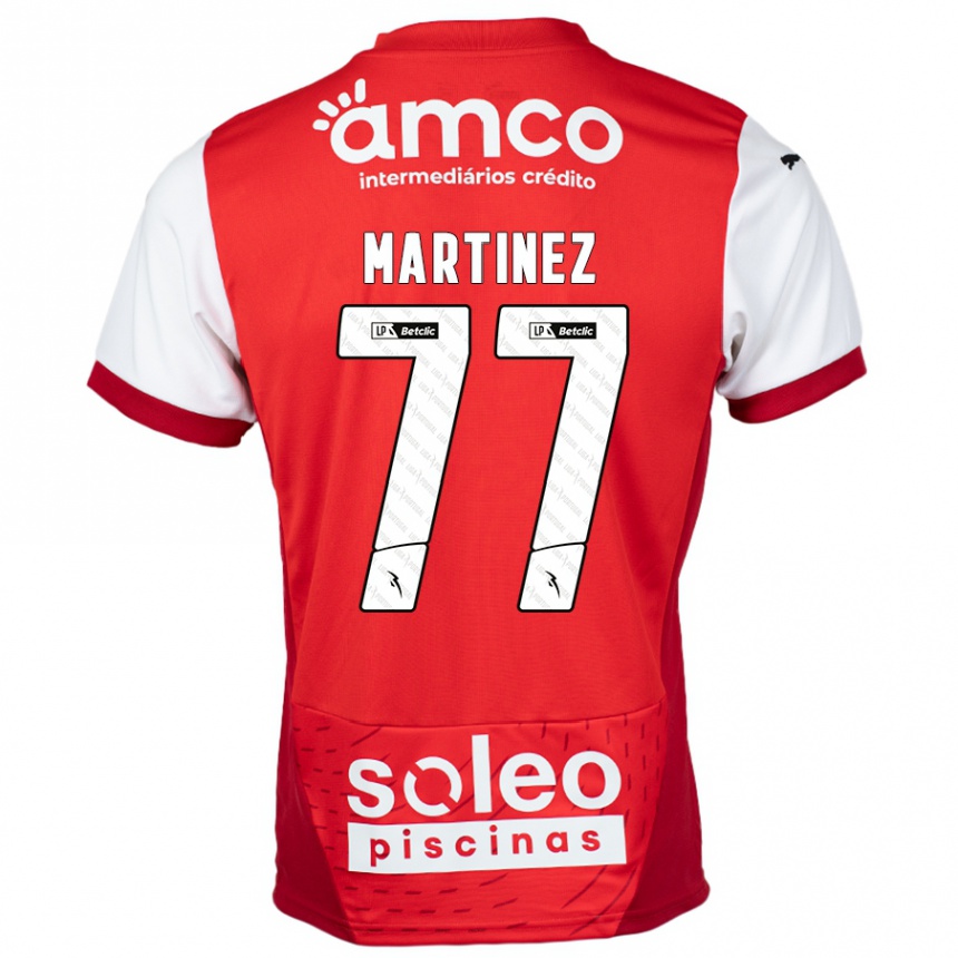 Kids Football Gabri Martínez #77 Red White Home Jersey 2024/25 T-Shirt Za