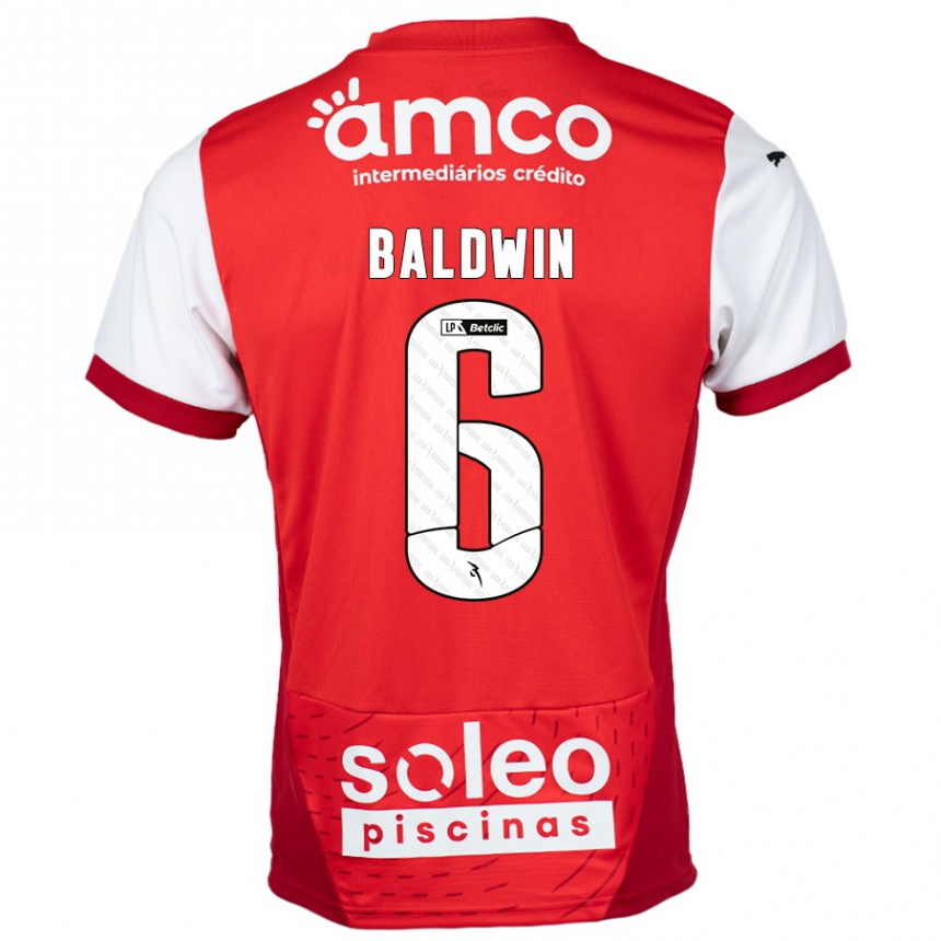 Kids Football Carlyn Baldwin #6 Red White Home Jersey 2024/25 T-Shirt Za